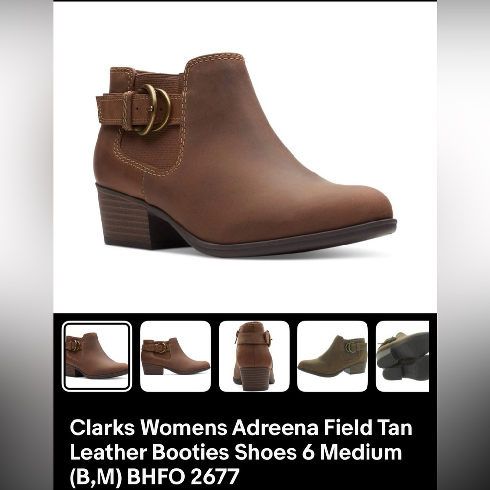 Clarks Women's Brown Ankle Boots with Buckle